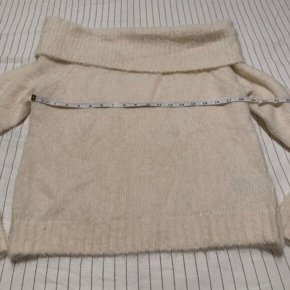 BA&SH Troca Alpaca Wool Blend Sweater off-the-shoulder fuzzy sweater size 3/L - Picture 9 of 11